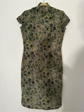 Beijing Princess Qipao Floral Sage Green Cheongsam Dress